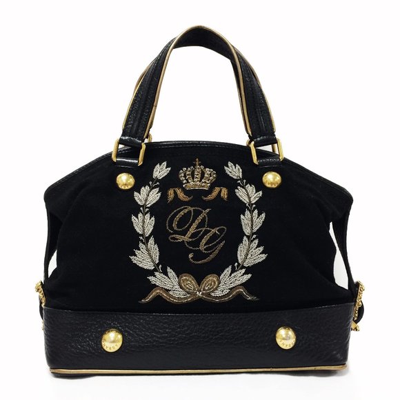 Vintage Dolce & Gabbana Black Embroidered Shoulder Bag - Picture 1 of 12